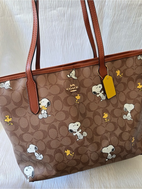 Coach Handbags - Coach City Tote Bag Signature Canvas Snoopy